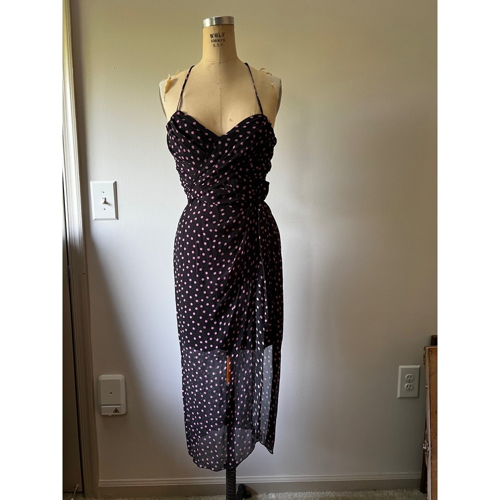 The Kooples Paris Silk Polka Dot Midi Romantic Whimsical Dress Fits US 6-8